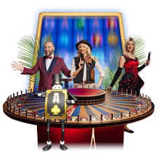 Tim wso138 di studio live-casino dengan meja blackjack dan peralatan broadcast profesional